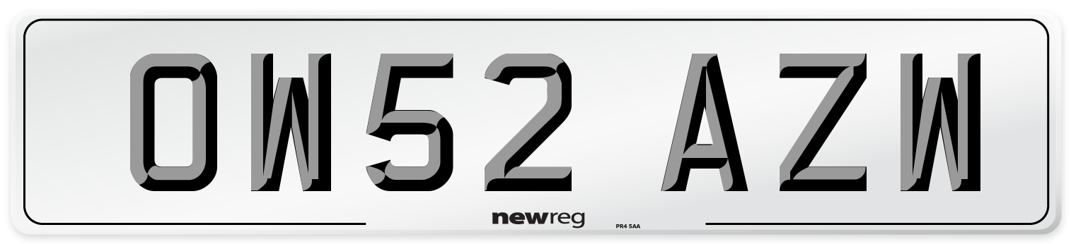 OW52 AZW Number Plate from New Reg